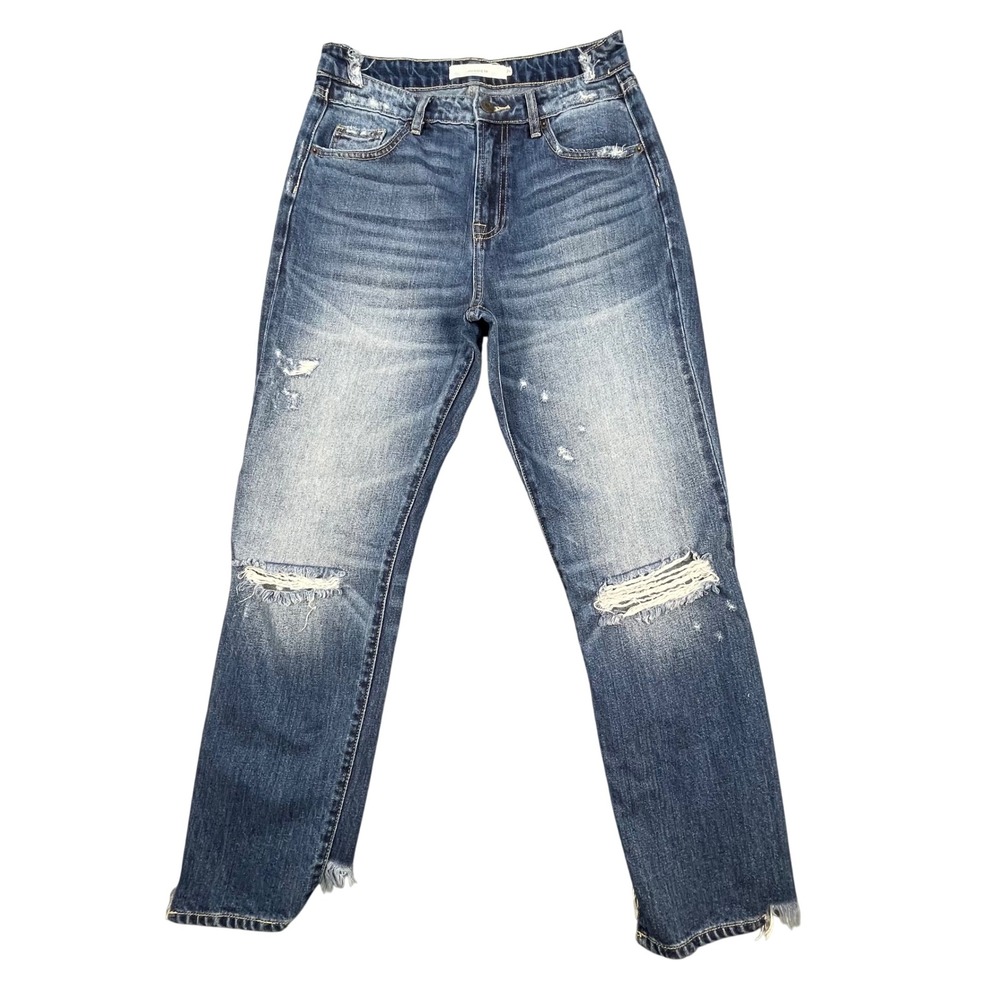 Hidden Blue Jeans Distressed Straight Leg Raw Hem Women Size 26 HD1529ST-DK